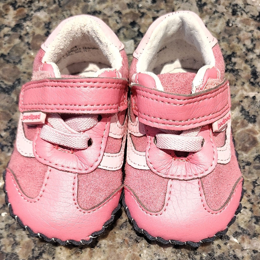 Pediped Pink and White Kids Sneakers